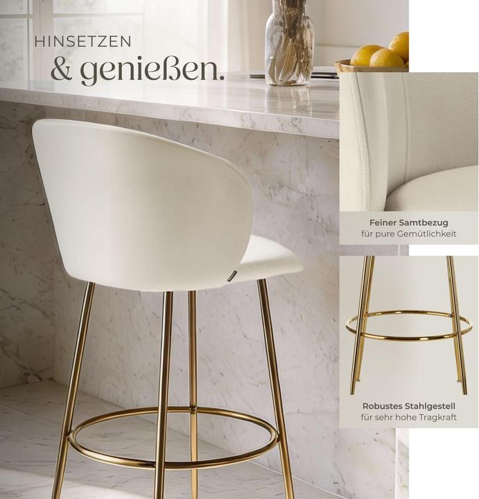 Actual product image tectake Bar stool Luana, with backrest, velvet look