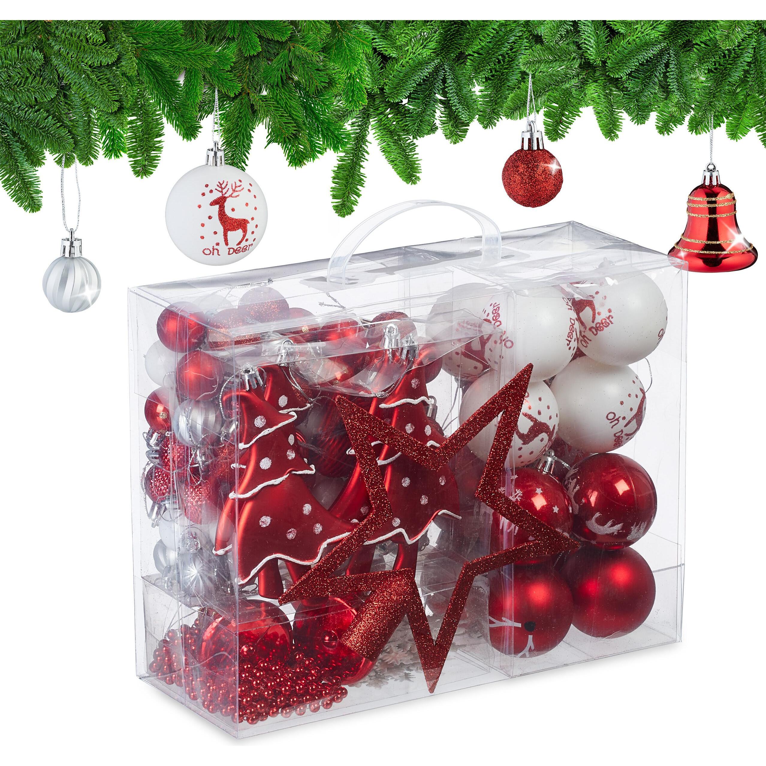 Relaxdays, Christbaumschmuck, Weihnachtskugeln-Set (103 -teilig)
