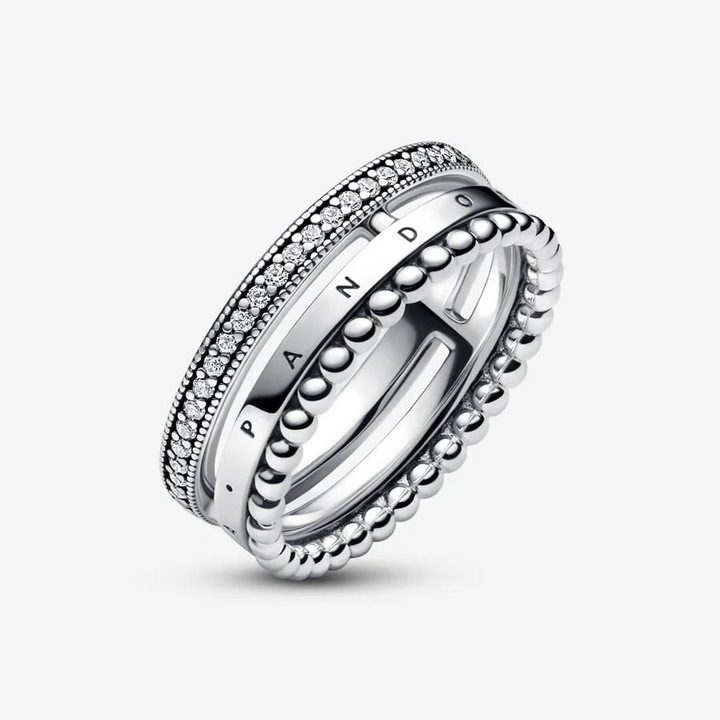 Produktbild Pandora Signature Logo Pavé & Beads Ring (54, 925 Silber)