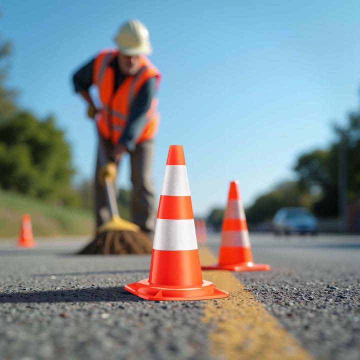 Actual product image Wiltec Verkehrskegel 50cm 8St. Leitkegel Strassen Pylon Warnhütchen Warnkegel PVC
