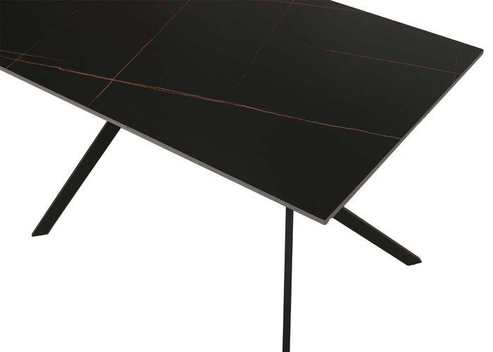 Image du produit Mendler Esszimmertisch HWC-O58, Sinterstein Metall, Marmor-Optik 120cm – schwarz-gold