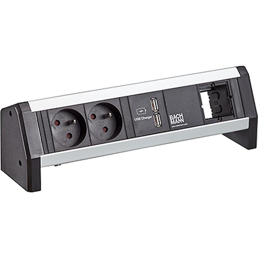 Bachmann, Steckdosenleiste, Desk 1 - 2 AC-Ausgänge - Indoor - Typ E - Aluminium - Kunststoff - 281 mm - 1 St (2 x, CEE 7...