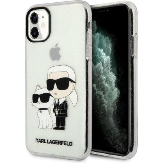 Karl Lagerfeld IML Glitter NFT Karl & Choupette - Etui iPhone 11 (przezroczysty) (Apple iPhone 11), Smartphone Hülle, Tr...