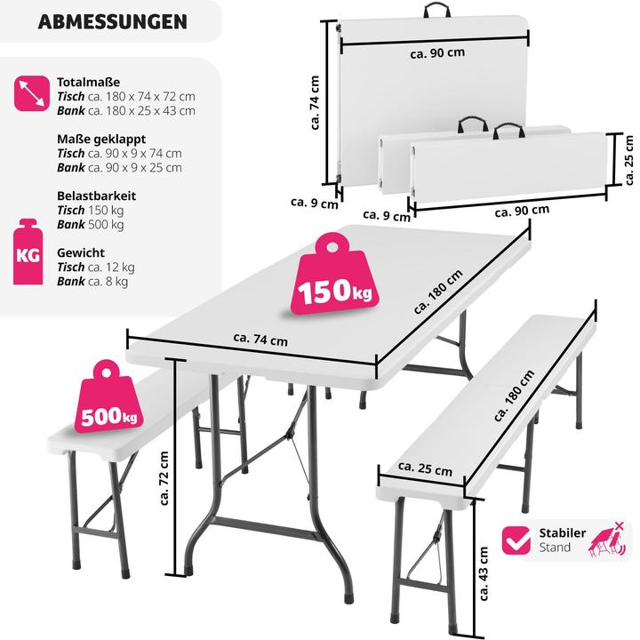 Actual product image tectake Dining table and bench set