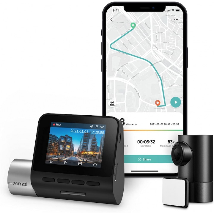 Actual product image 70mai a500s (Built-in display, Built-in microphone, Night vision, GPS receiver, QHD)