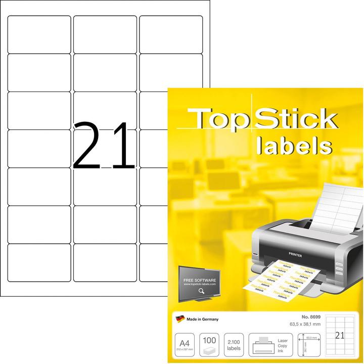 TopStick TOP STICK universal labels, 63.5 x 38.1 mm, whiteá
