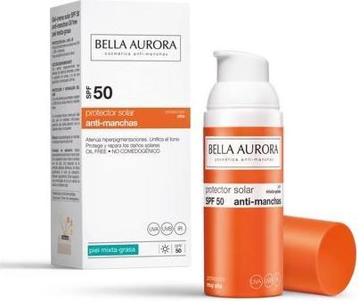 Actual product image Bella Aurora SOLAR gel anti-manchas mixta/grasa SPF50 50 ml (Sun cream face, SPF 50, 50 ml)