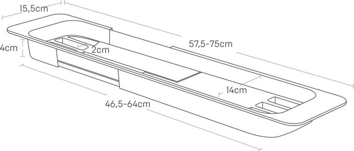 Produktbild Yamazaki Ausziehbare Badewannenablage TOWER (75 x 15.5 x 4.5 cm)