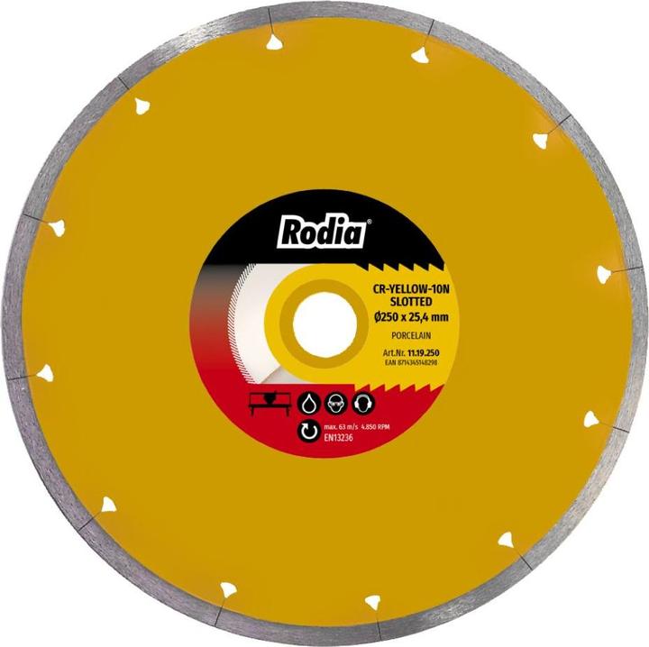 Actual product image Rodia 11.19.200 CR-YELLOW-10N Diamanttrennscheibe 200 x 25,4 mm Porcellenato Geschlitzt