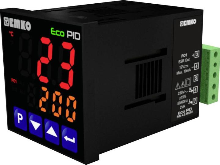 Actual product image Emko ecoPID.4.5.1R.S.0 Temperature controller Pt100, J, K, R, S, T, L -199 to +999°C Relay 5 A, SSR (L