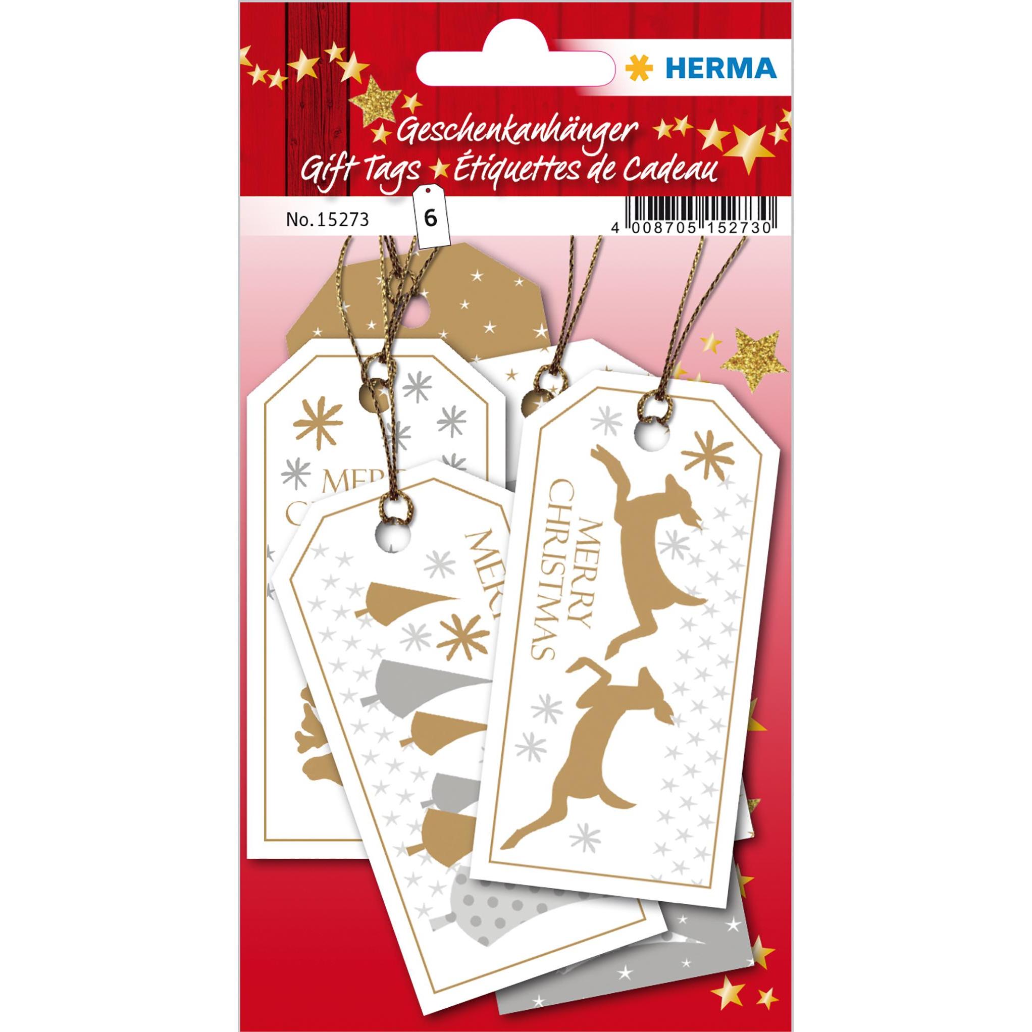 Herma, Geschenkverpackung, Geschenkanhänger Merry Christmas (Geschenkverzierung, 6 x)