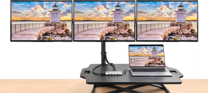 Produktbild Manhattan USB-C PD 12-in-1-Dockingstation mit MST für drei HDMI-Monitore (USB-C, 1 Ports)