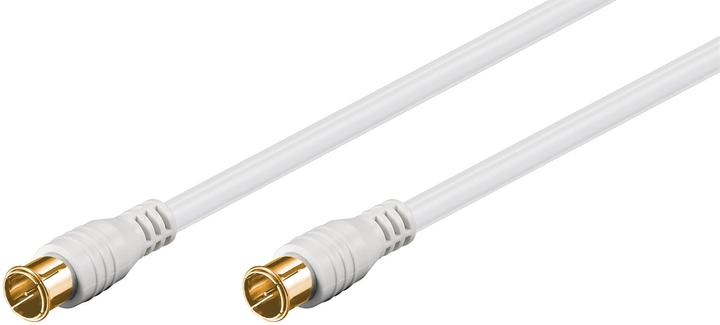 Produktbild Goobay SAT Anschlusskabel, F-Quick, 100% geschirmt, vergoldet, Weiss, 5 m (80 dB, Antennenkabel)