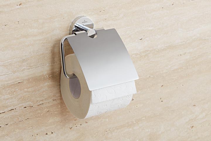 Actual product image Villeroy & Boch Elements - Tender toilet roll holder with lid, 134 x 38 x 132 mm