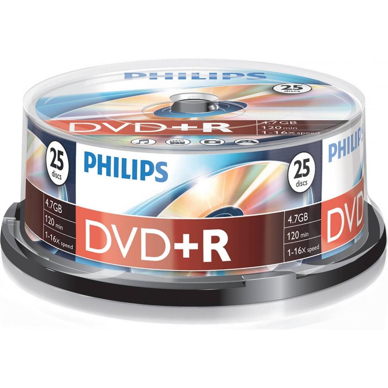 Philips 1x25 DVD+R 4,7GB 16x SP (25 x), Optischer Datenträger