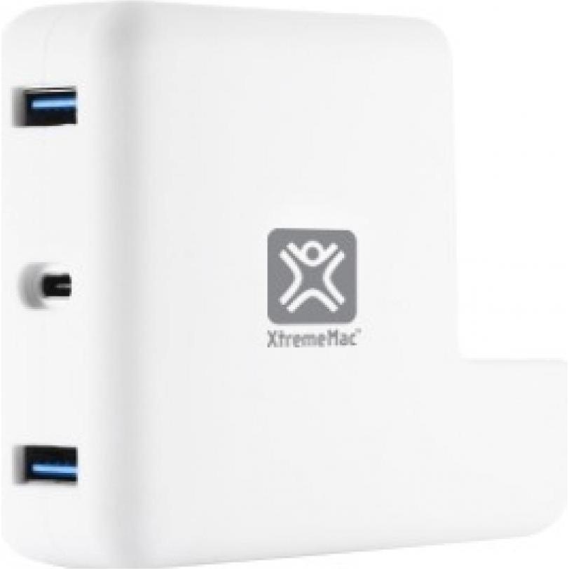 XtremeMac Type-C Adapter für Ladegerät (USB-C, 2 Ports), Dockingstation + USB Hub, Weiss