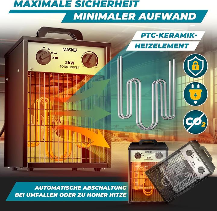 Produktbild Masko Elektroheizer mit Thermostat (2000 W)