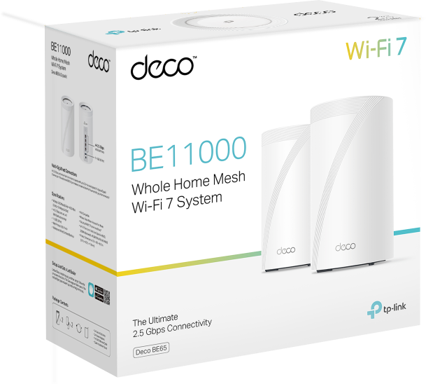 Immagine prodotto TP-Link Deco BE65 Wi-Fi 7 Mesh BE9300 (confezione da 2)