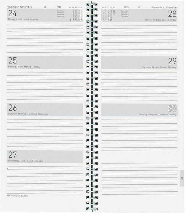 Produktbild Biella Geschäftsagenda Langformat Twist (13.5 x 31.5 cm, Deutsch, Französisch, Italienisch, Englisch)