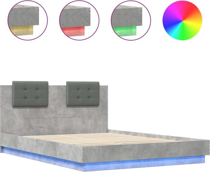 Produktbild vidaXL Bettgestell mit Kopfteil und LED-Leuchten (150 x 200 cm)