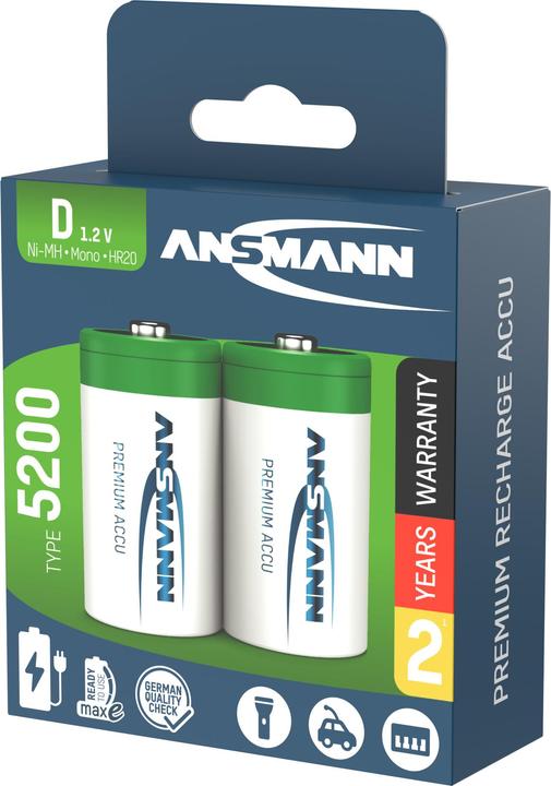 Immagine prodotto Ansmann Batteria NiMH Mono D 5000 mAh maxE (2 pz., D, 5000 mAh)