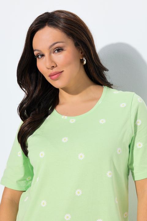 Actual product image Ulla Popken Daisy Print Short Sleeve Drawstring Tee (46, 48)