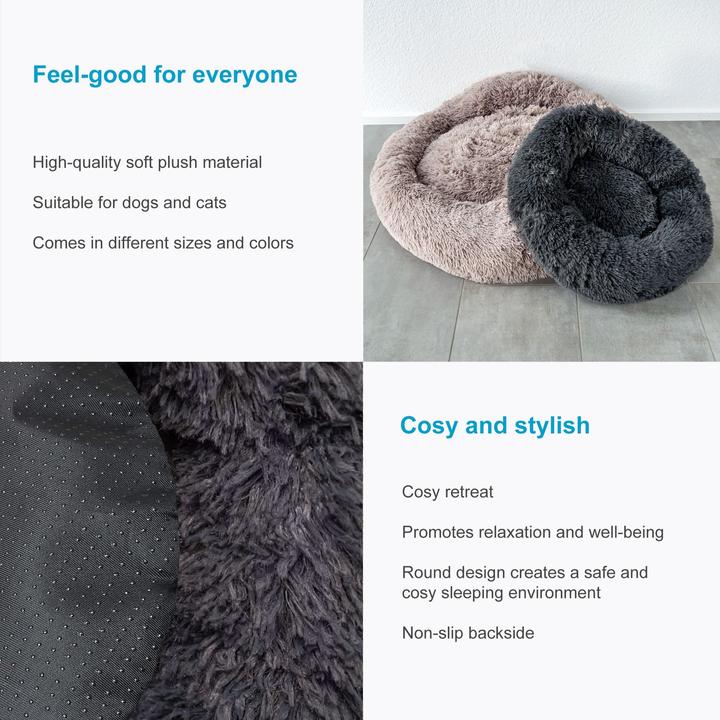 Image du produit Intirilife Lit pour animaux domestiques en gris diamètre 60 cm (Chat, Chien)