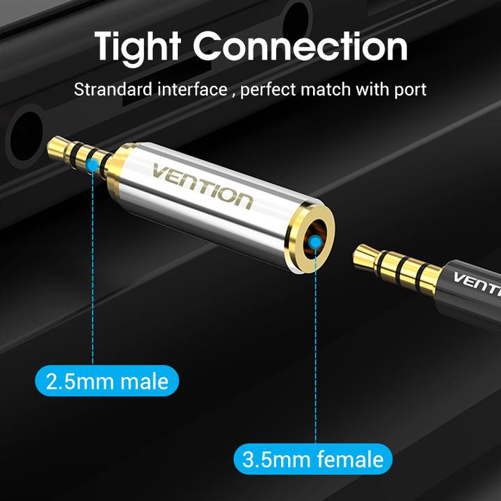 Actual product image Vention audio adapter, VAB-S02, 3.5mm (female) to mini jack 2.5mm (male), (gold)