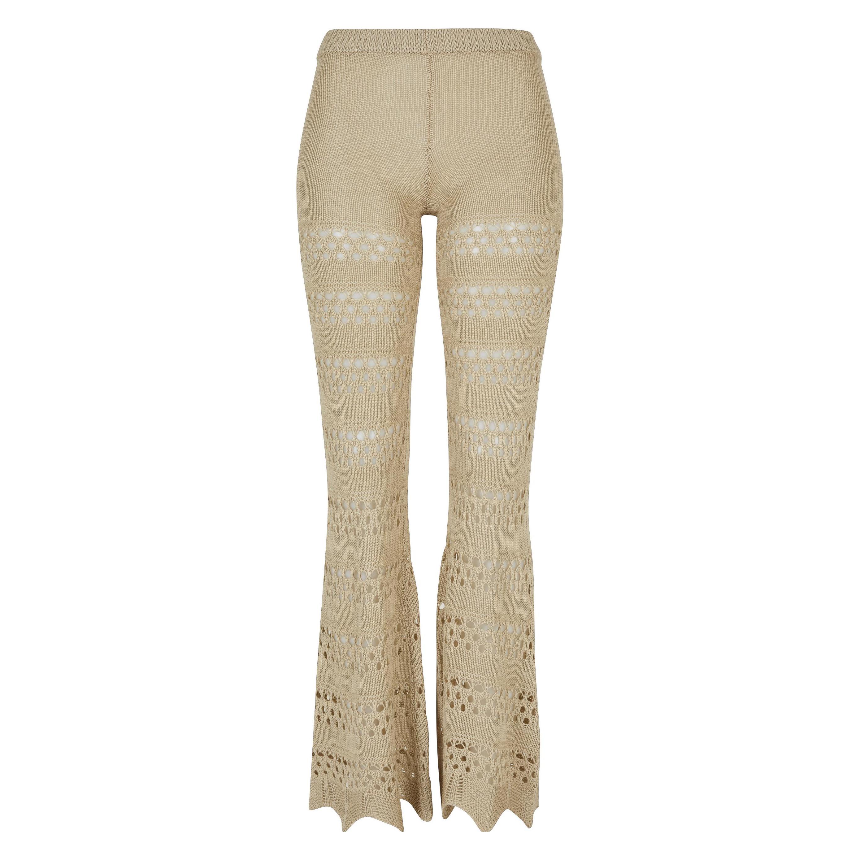 Urban Classics, Damen, Tights, Ladies Flared Crochet Knit Leggings - 69819 (Xl), Beige