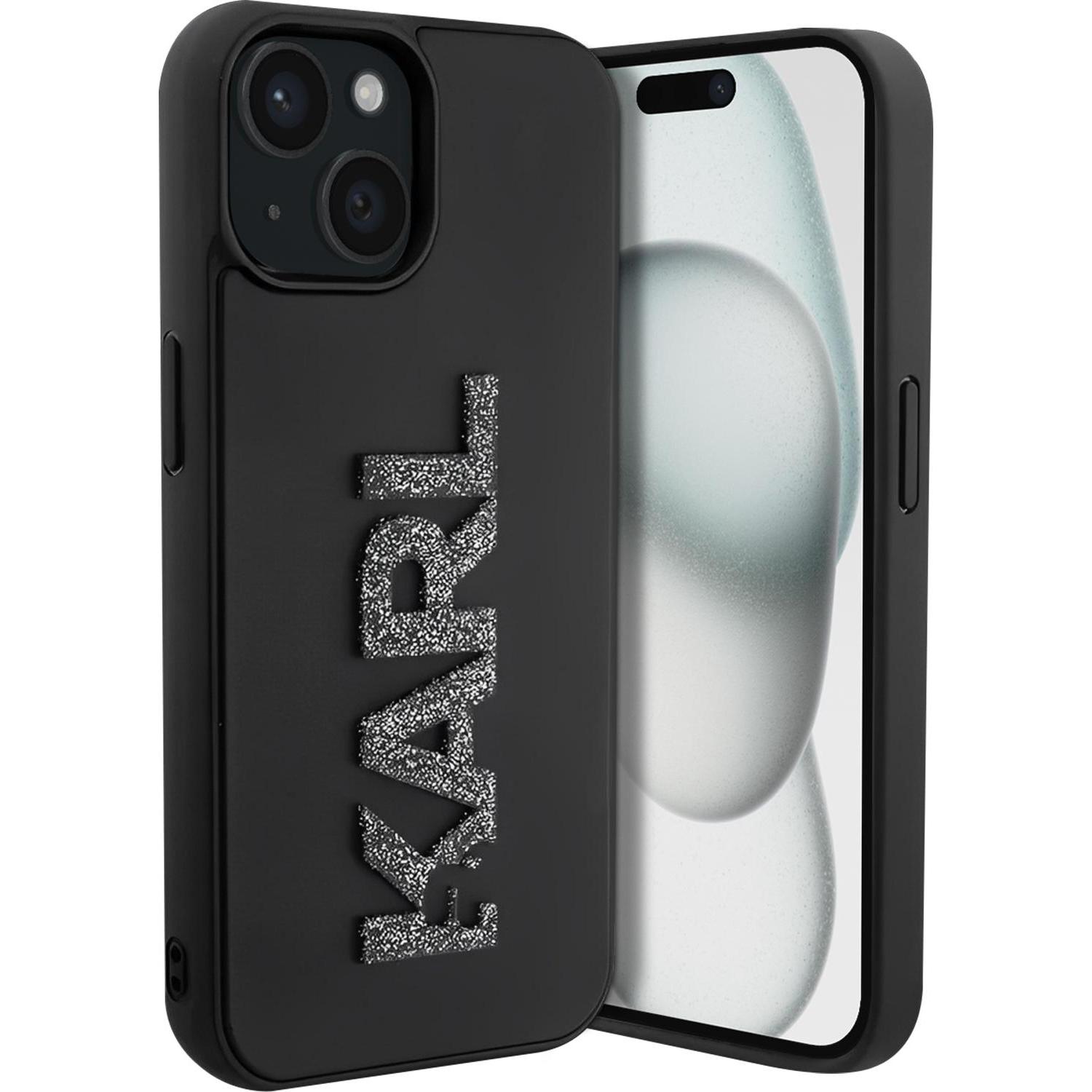 Karl Lagerfeld KLHCP15S3DMBKCK iPhone 15 6.1" czarny/black hardcase 3D Rubber Glitter Logo (Apple iPhone 15), Smartphone...