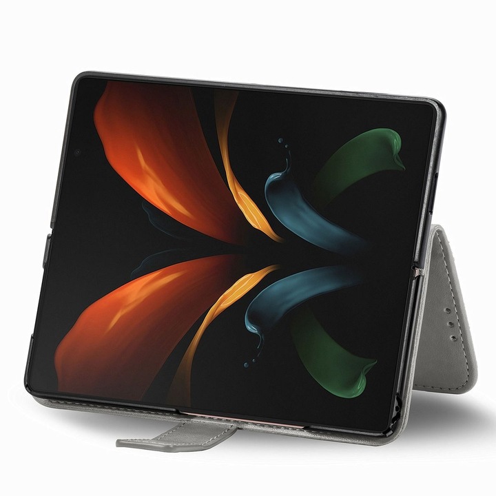 Produktbild König Design Hülle Handy Schutz für Samsung Galaxy Z Fold3 5G Case Cover Tasche Etuis Grau (Samsung Galaxy Z Fold3)