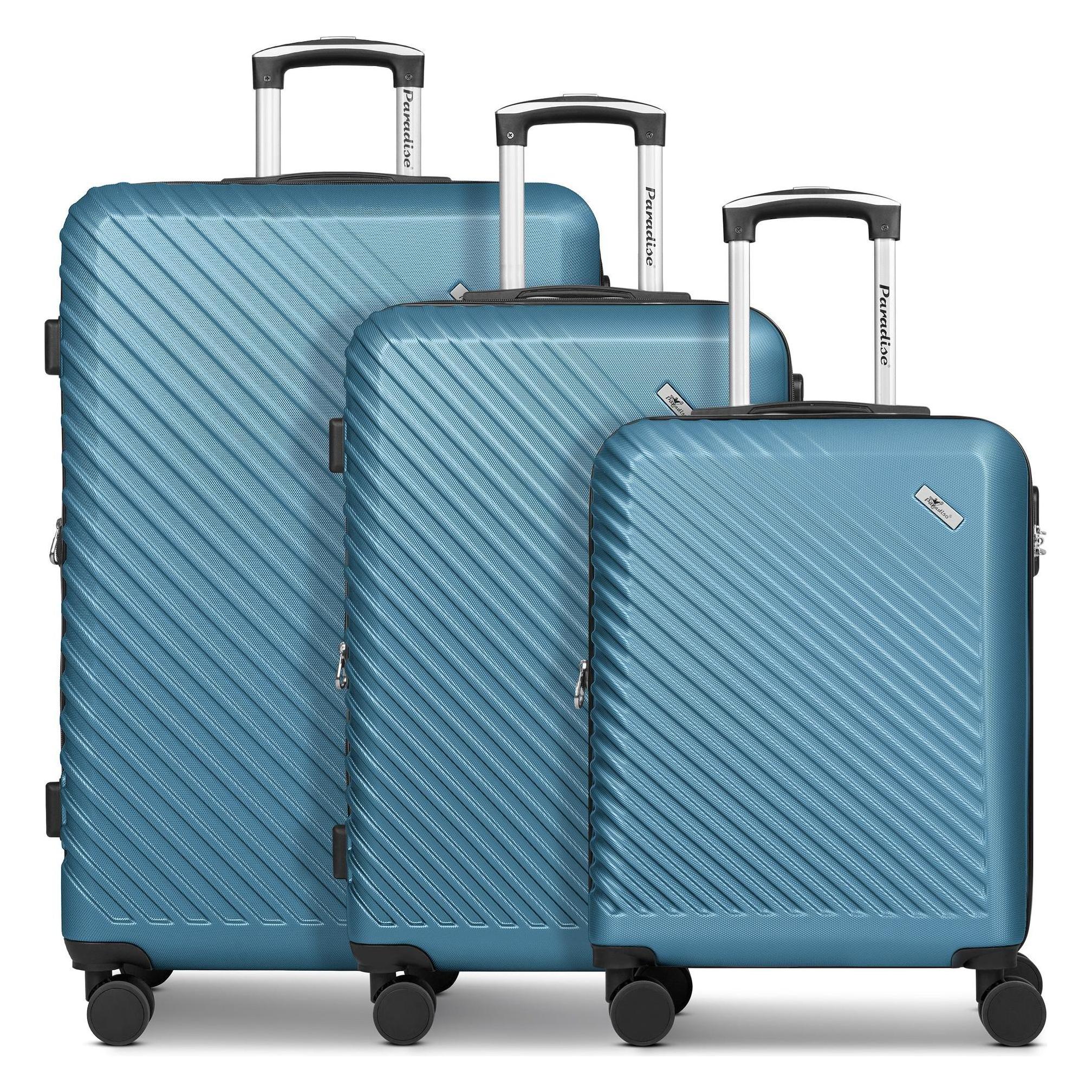 Check.In, Koffer, Paradise 2.0 4 Rollen Kofferset 3-teilig Mit Dehnfalte, Blau, (228 l)