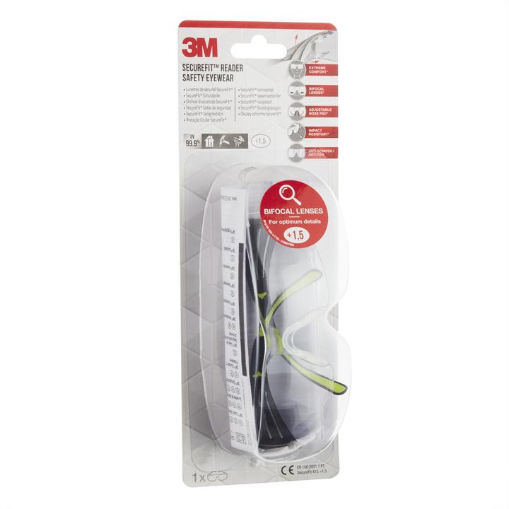 Actual product image 3M SecureFit Reader Safety Glasses, +1.5 diopter