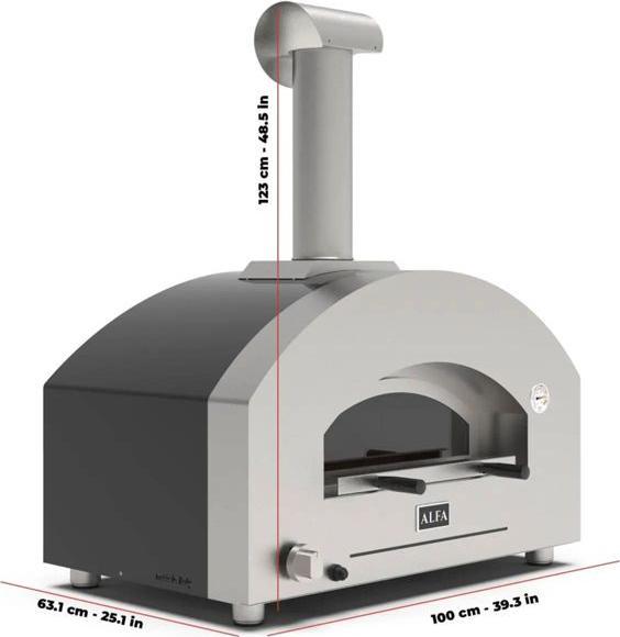 Actual product image Alfa Forni Futuro 2 Pizze Hybrid Silber Schwarz (Pizza oven gas)