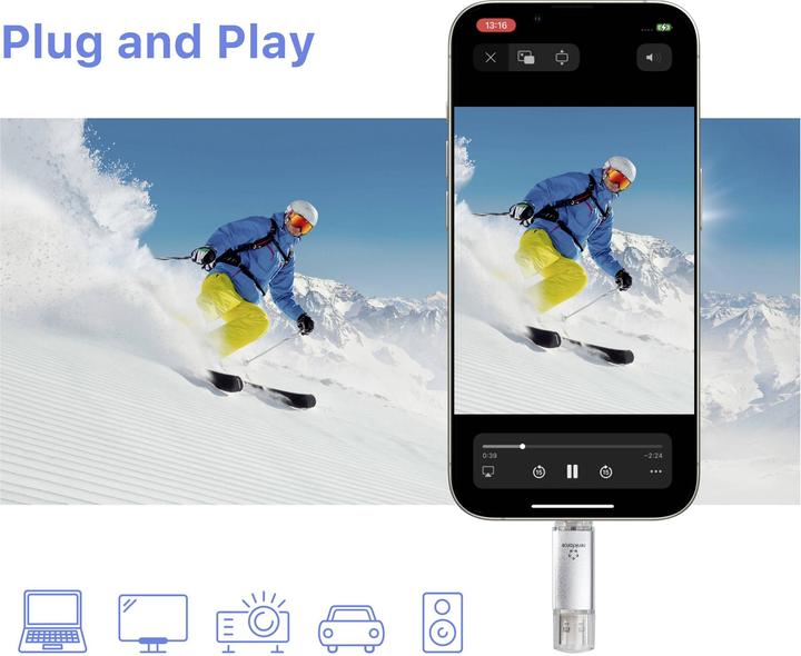 Image du produit Renkforce RF-USBOS-230 Clé USB Retail 64 Go argentée RF-6688140 USB 3.0, USB-C®. (64 Go, USB-C)