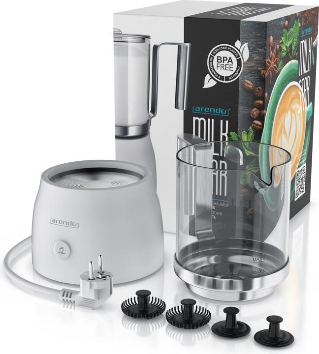 Actual product image Arendo Milk frother 600 W, 6 functions, removable heat-resistant glass attachment, Quiet, Power-saving (25 cl)