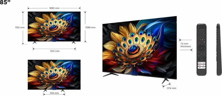 Actual product image TCL C69 Series 85C69B TV 2.16 m (85") 4K Ultra HD Smart TV WLAN Titan 450 cd/m² (85", QLED, 4K, 2024)