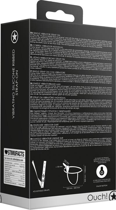 Produktbild Ouch! Vibrating - Rechrgeable - 10 Speed Silicone Ribbed Strap-On - Adjustable