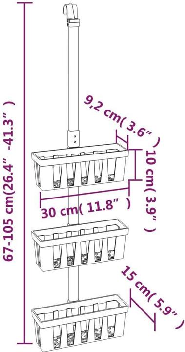 Produktbild vidaXL Dusch-Organizer (30 x 15 x 67 cm)