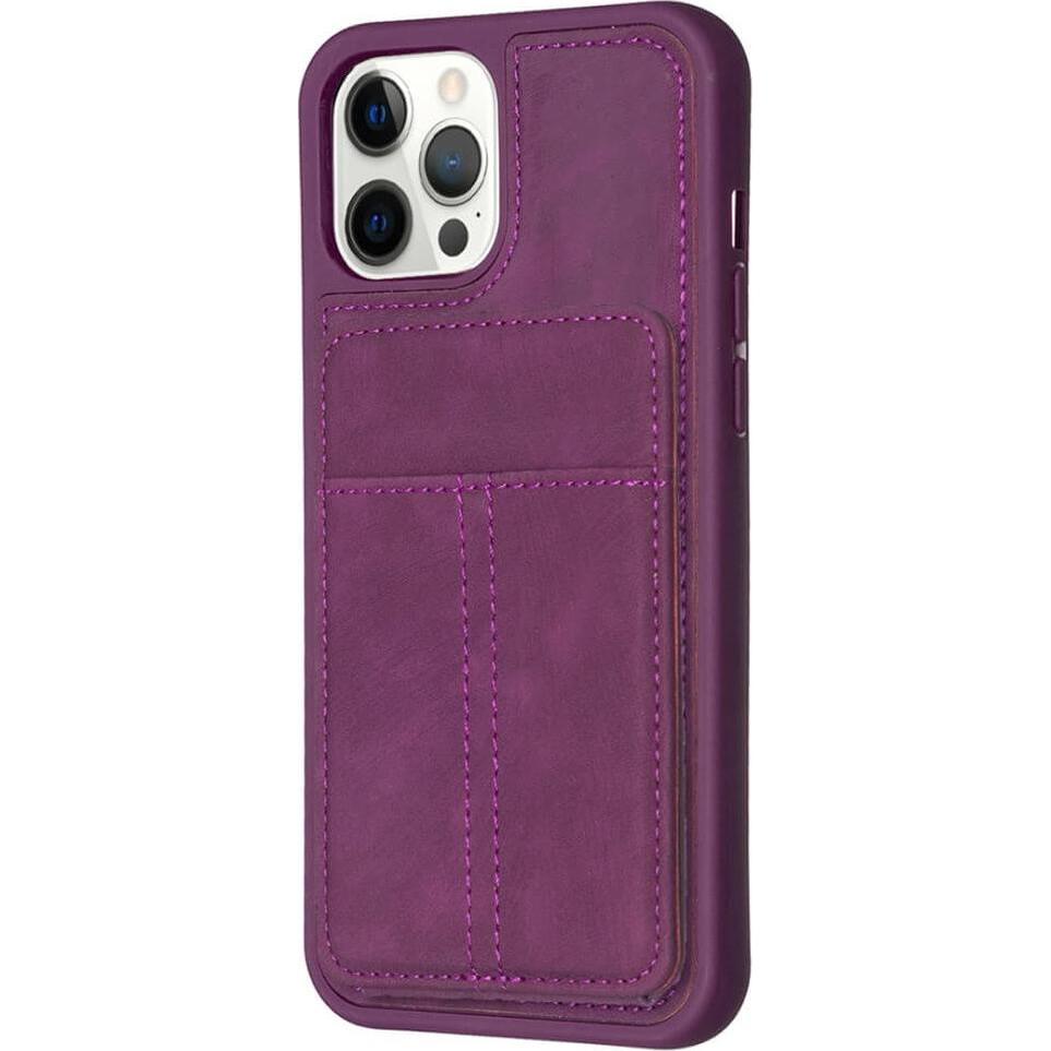 Cover-Discount iPhone 15 Pro - Kickstand Case mit Kartenfächer violett (Apple iPhone 15 Pro), Smartphone Hülle, Violett