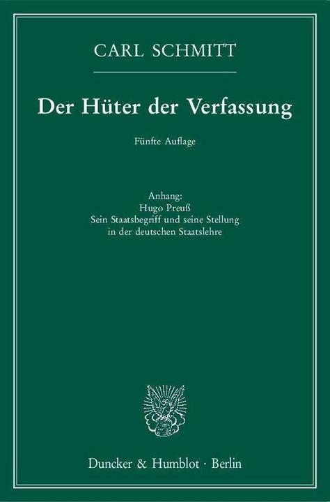 Produktbild Der Hüter der Verfassung (Deutsch, Carl Schmitt, 2016)