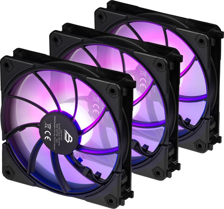 Produktbild Blackstorm Luna UF120 ARGB PWM Reverse Fan Pack, black, 120 mm, 3 pcs (120 mm, 3x)