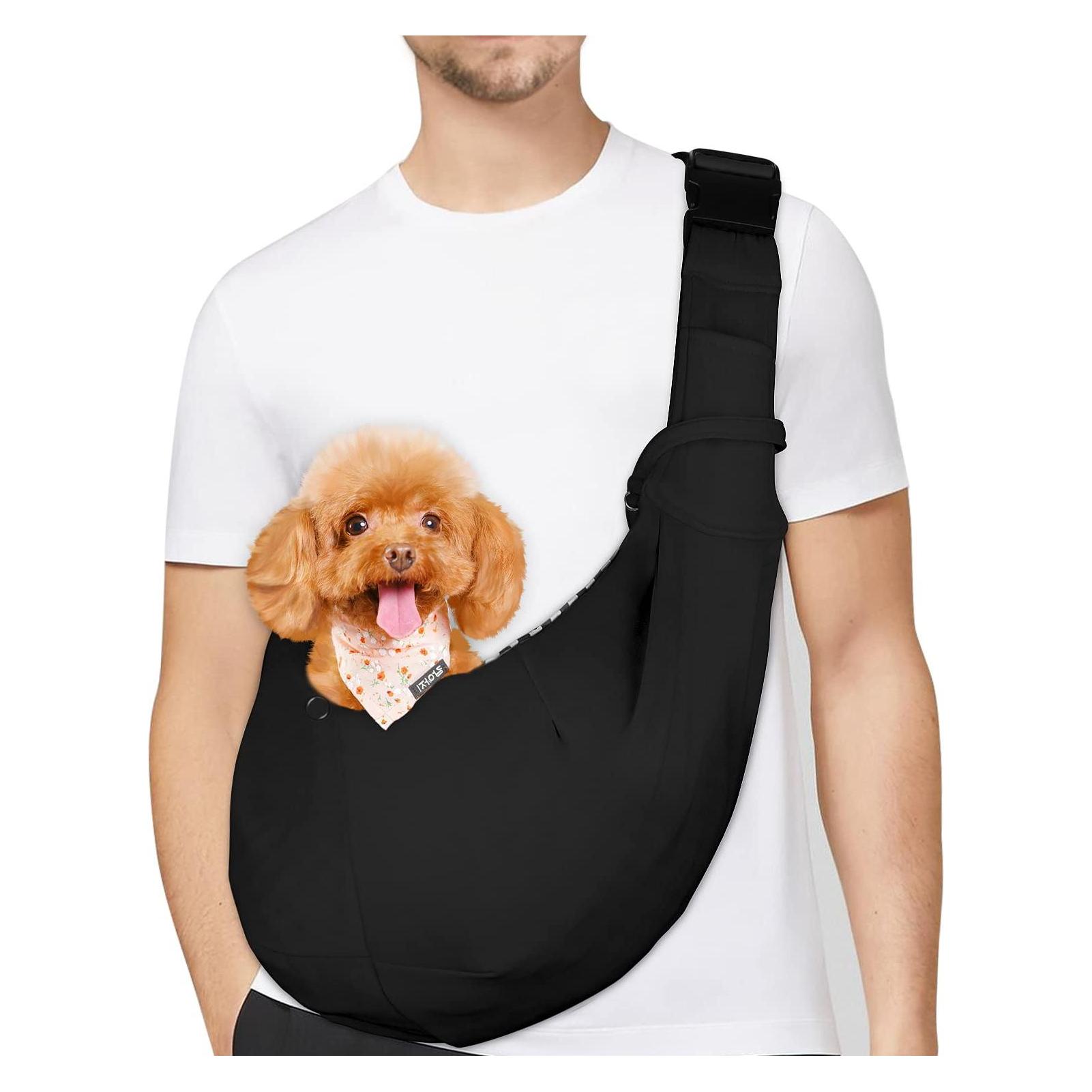 Tomkas Sac de transport pour petit chien – Poche zippée et sangle réglable – Pour animaux de compagnie de 0,9 à 3,2 kg (rose rouge