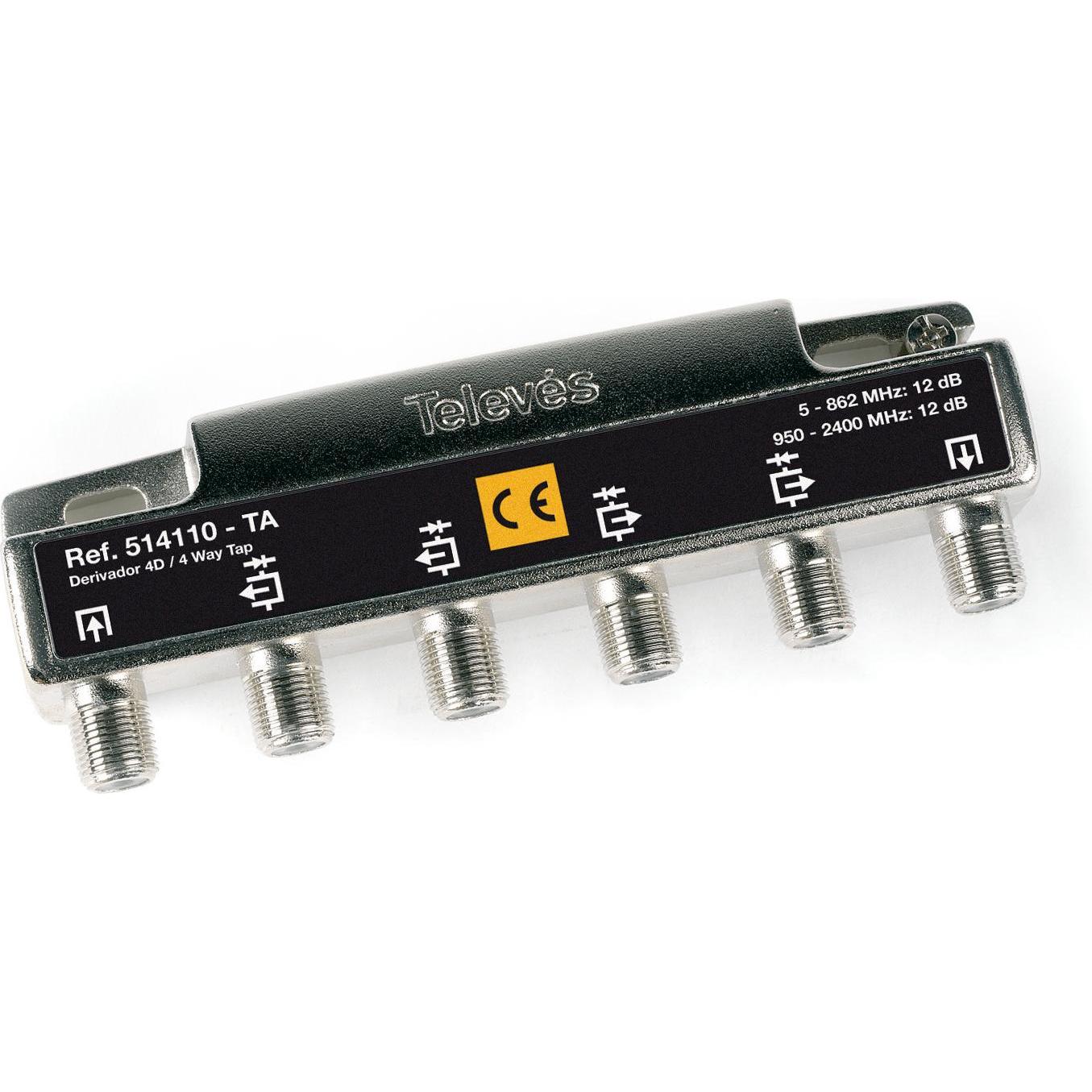 Televes Abzweiger 4f. 12dB 5-2400MHz AZS412DCFN (Verteiler und Abzweiger), Antennenkabel
