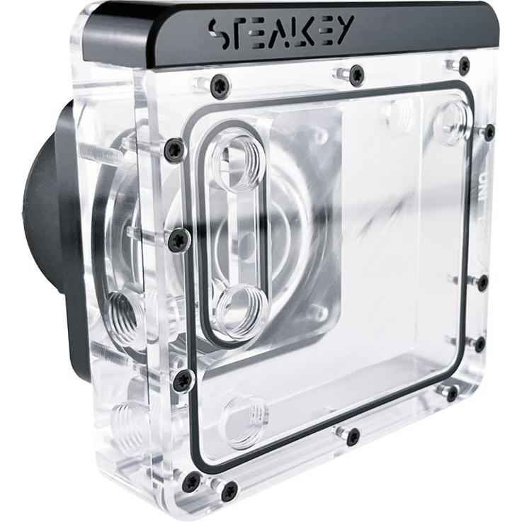 Thumbnail - Stealkey Customs UNI 120 Distroplate + D5, ARGB - Acryl, Wasserkühlung Ausgleichsbehälter