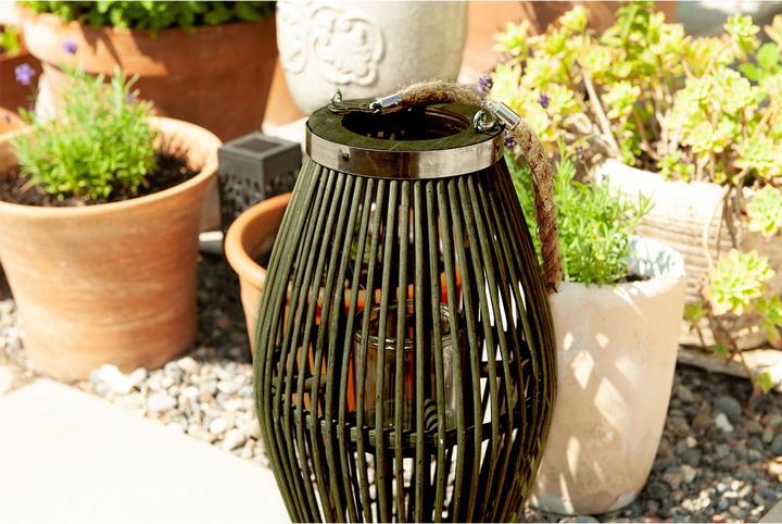 Actual product image Natura Punto Bamboo Lantern with Glass Wind Light (24 x 36 cm)