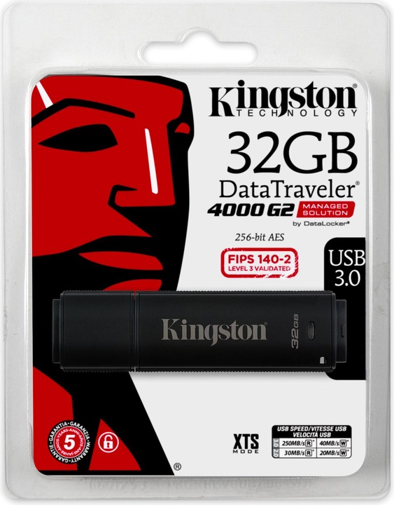 Produktbild Kingston 32GB USB3.0 DT4000 G2 256 AES FIPS 140-2 Level 3 Management Ready (32 GB, USB-A, USB 3.0)