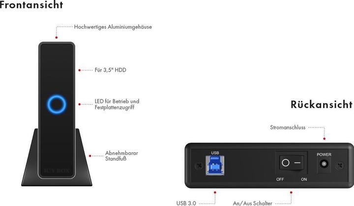 Produktbild Icy Box Externes Gehäuse für 1x HDD, IB-377U3 (3.5")