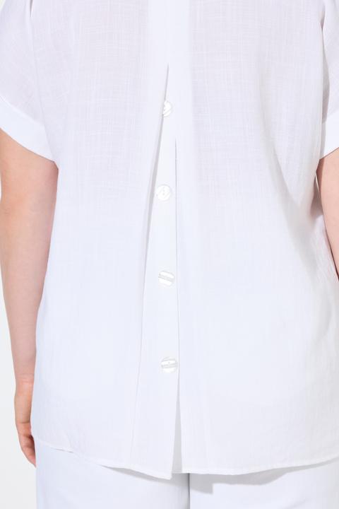 Actual product image Ulla Popken Button Accent Back Short Sleeve Blouse (44)