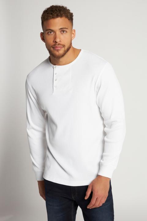 Produktbild JP1880 Henley, Langarm, Rippjersey, Rundhals, Knopfleiste (4XL)